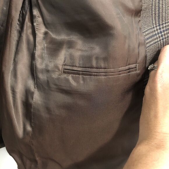 Lauren Ralph Lauren Brown Tan Plaid Polyester Blend Sport Coat Men’s 44L - Picture 6 of 8